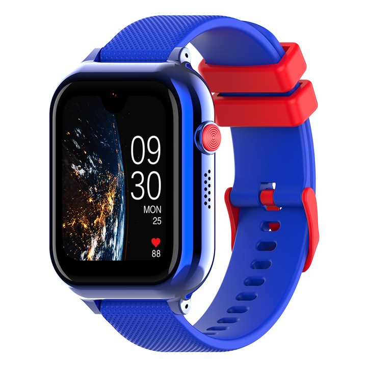 Смарт часовник за деца и телефон Techone, KT38, AI, GPS, Android, WhatsApp, Tik Tok, 1.8 инча Super AMOLED, 4G LTE, Видеоразговор, HD камера, Wi-Fi, Водоустойчив IP67, SOS, App Store, Син
