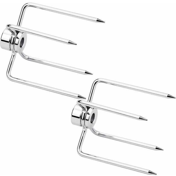 Set de 2 furculite pentru rotisor, fier cromat, 8.5x9.2cm, diametru orificiu 1.1cm