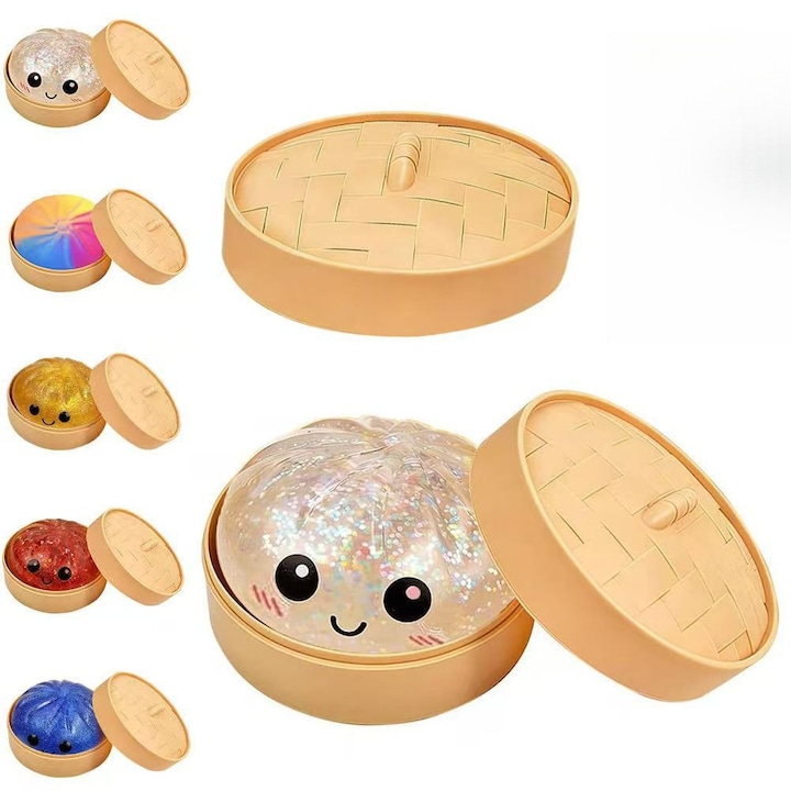 Интерактивна играчка Glitter Dumpling Squishy, сребриста, 1 брой