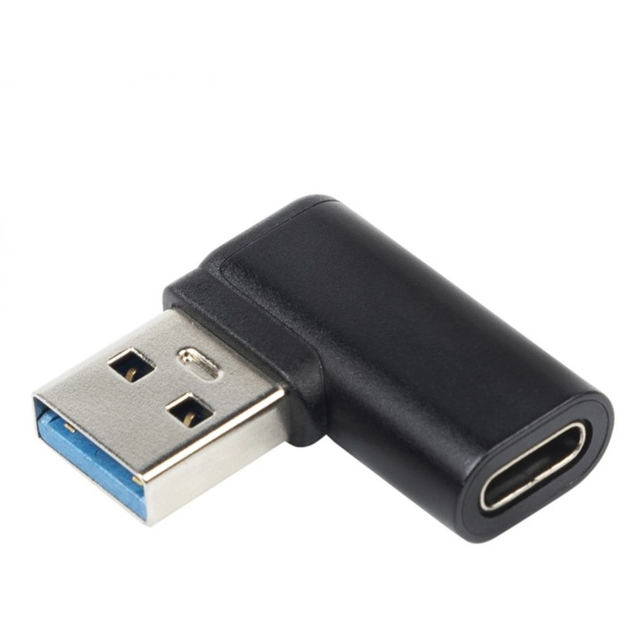 Adapter USB 3.1 C típusú USB-A M-T 90 fokos szögben, kur31-26