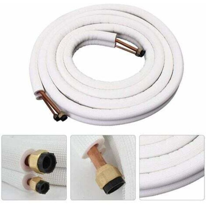 Légkondicionáló cső, szigetelt réz, 1m, fehér, 1 darabos készlet