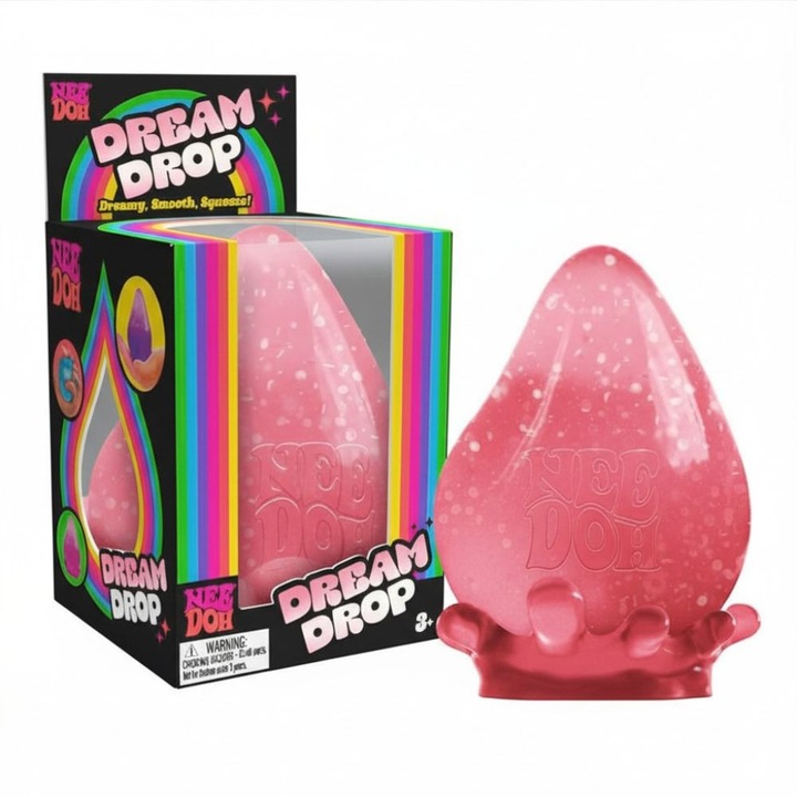 Jucarie antistres NeeDoh Dream Drop, jucarie senzoriala squishy pentru copii si adulti, ROZ, 8.2 cm
