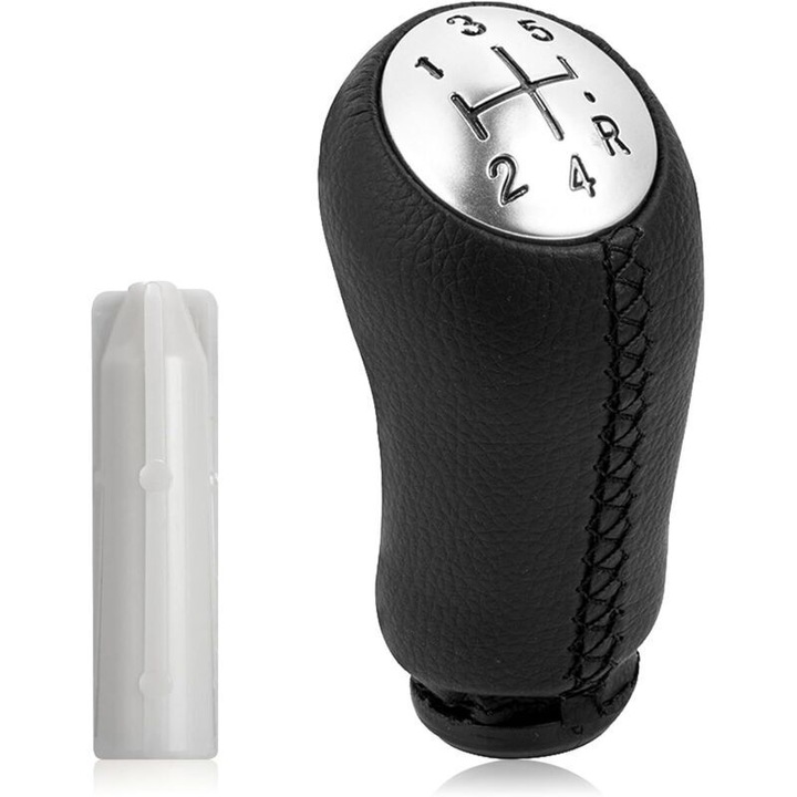Buton schimbator de viteze 5 trepte, negru, din piele, 11x5x5cm, cu adaptor