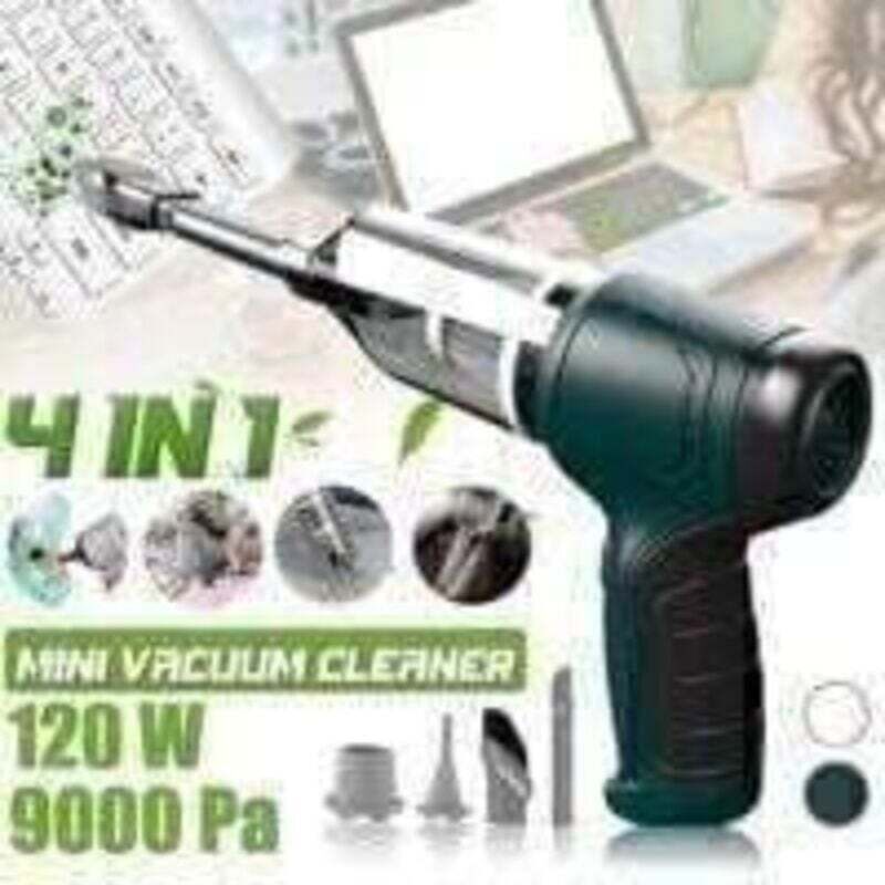 Aspirator portabil 120W, functie 4 in 1, putere de aspiratie 9000Pa, verde, set cu accesorii