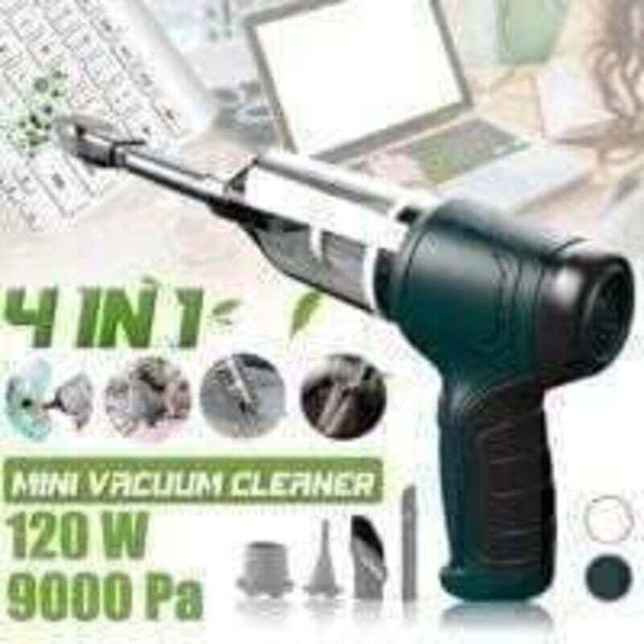 Aspirator portabil 120W, functie 4 in 1, putere de aspiratie 9000Pa, verde, set cu accesorii