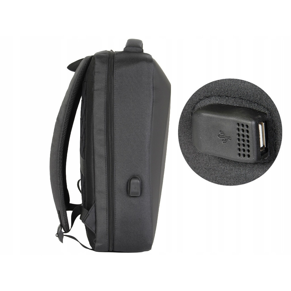 Rucsac laptop, Cracos, 44x32x12, negru, multiple compartimente, port USB, maner lateral