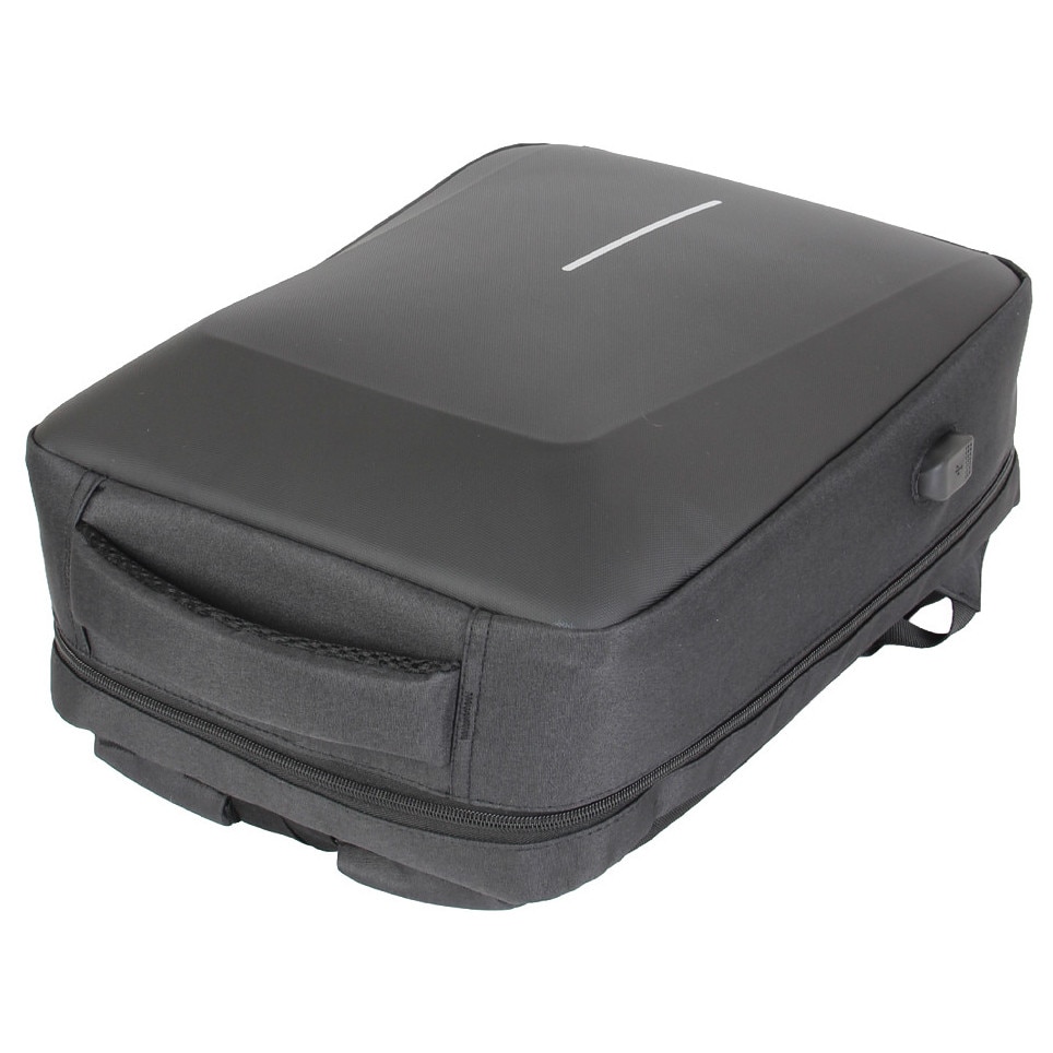 Rucsac laptop, Cracos, 44x32x12, negru, multiple compartimente, port USB, maner lateral