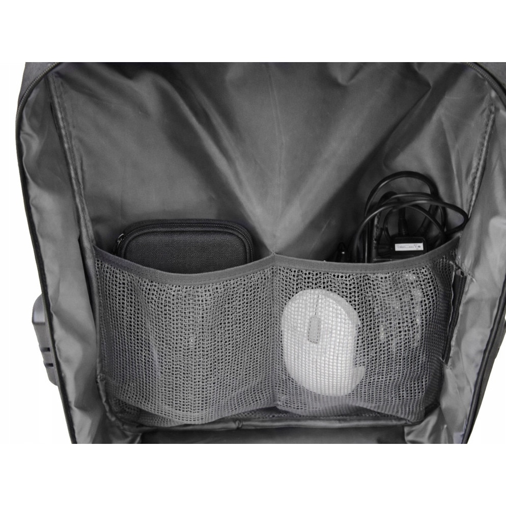 Rucsac laptop, Cracos, 44x32x12, negru, multiple compartimente, port USB, maner lateral