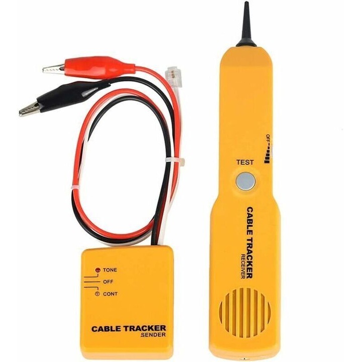 Tester circuit, detector cabluri, generator ton, RJ-11, galben, set complet