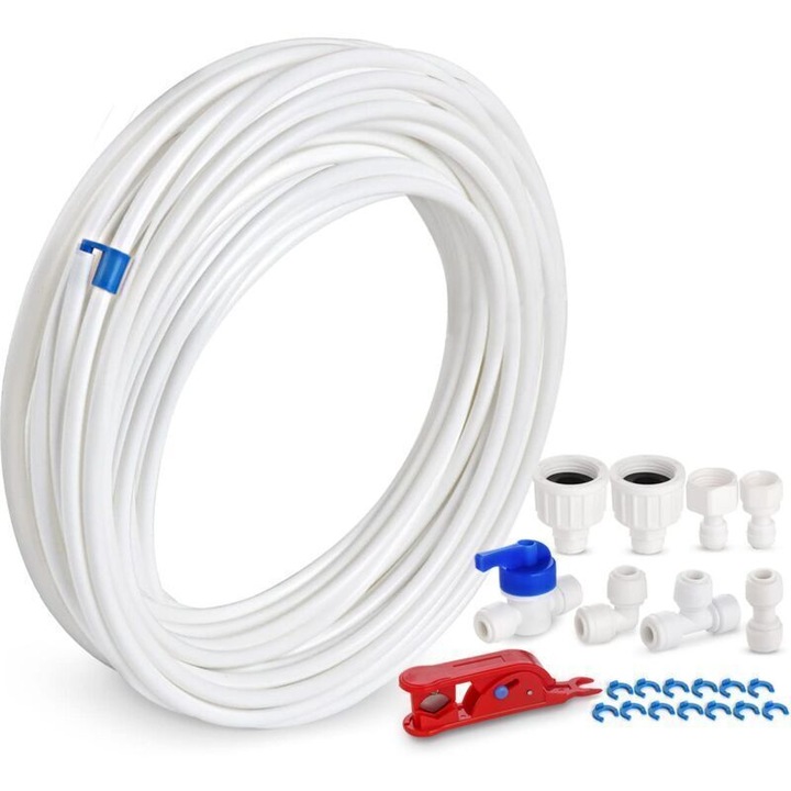 Kit furtun alimentare apa 15m, 6.35mm, pentru frigidere, accesorii pentru sisteme de filtrare apa, multicolor