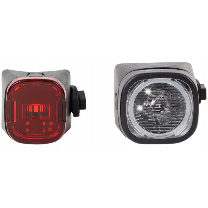 Lampi LED pentru bicicleta, Walfort, set fata si spate, alb si rosu, incarcare USB, rezistente la apa