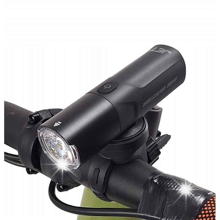 JET Volcano 800 lumenes kerékpárlámpa, USB-C, Garmin tartó, 120x28x28mm, IPX6
