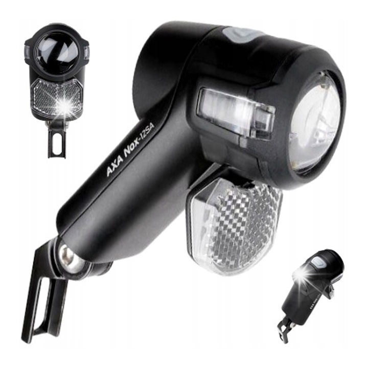 Lampa bicicleta AXA Nox Sport, LED, 12 lux, 1 mod, neagra, set cu 2 baterii AA