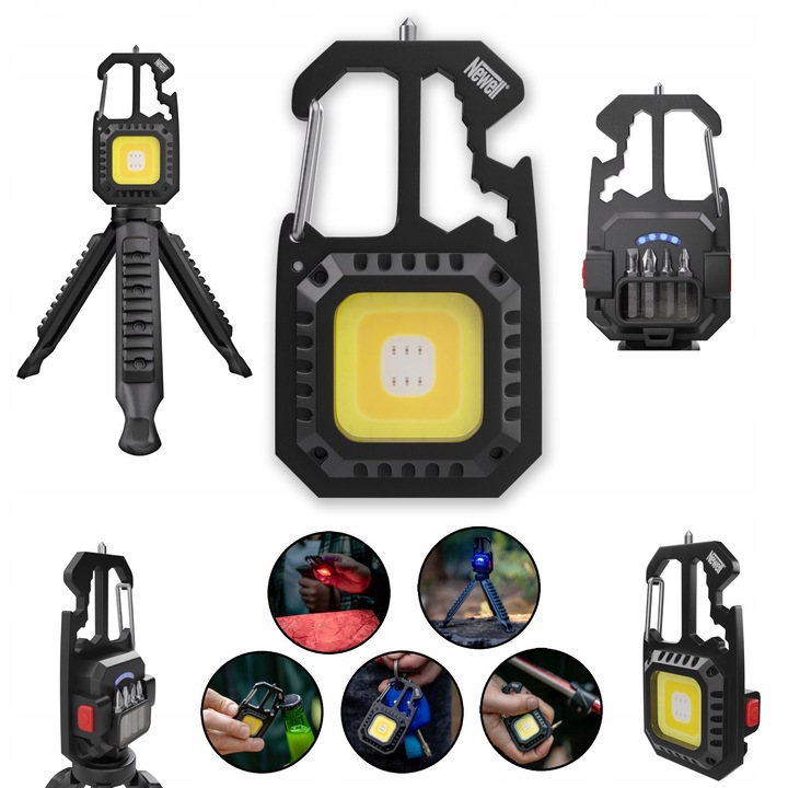 LED лампа Newell Lunar Multitool, 6 режима на осветление, червена, със статив, USB-C