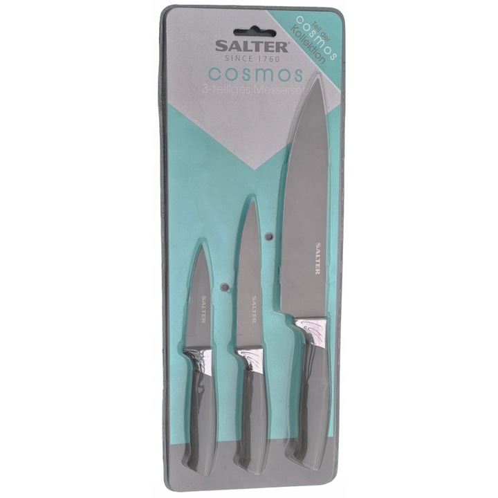 Salter Cosmos késkészlet, 3 részes, rozsdamentes acél, ergonomikus, fekete