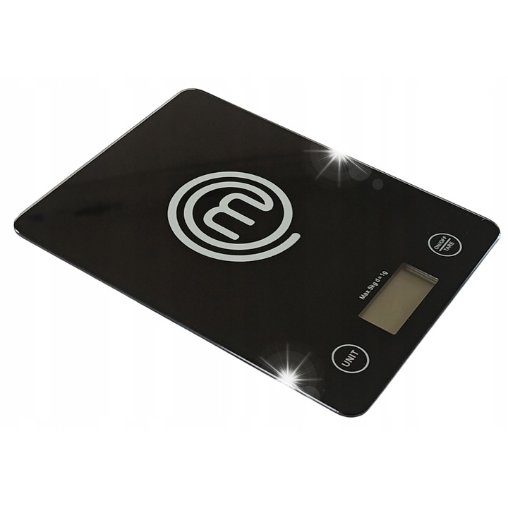 Cantar de bucatarie electronic, MasterChef, sticla, 5kg, negru