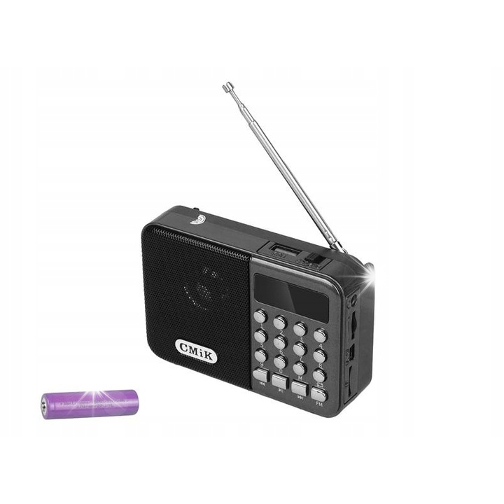 Радио портативно CMiK MK-066U, USB, microSD, черно, 103x70x32мм