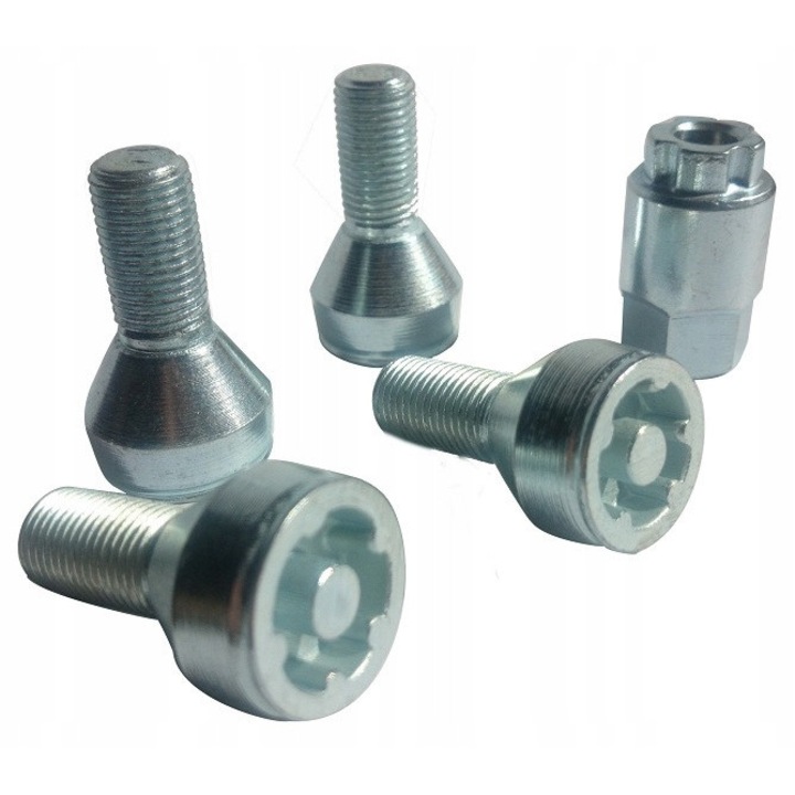 Set de 4 suruburi de siguranta Z477 pentru roti PEUGEOT, M12x1,25 L=31mm, cu cheie speciala