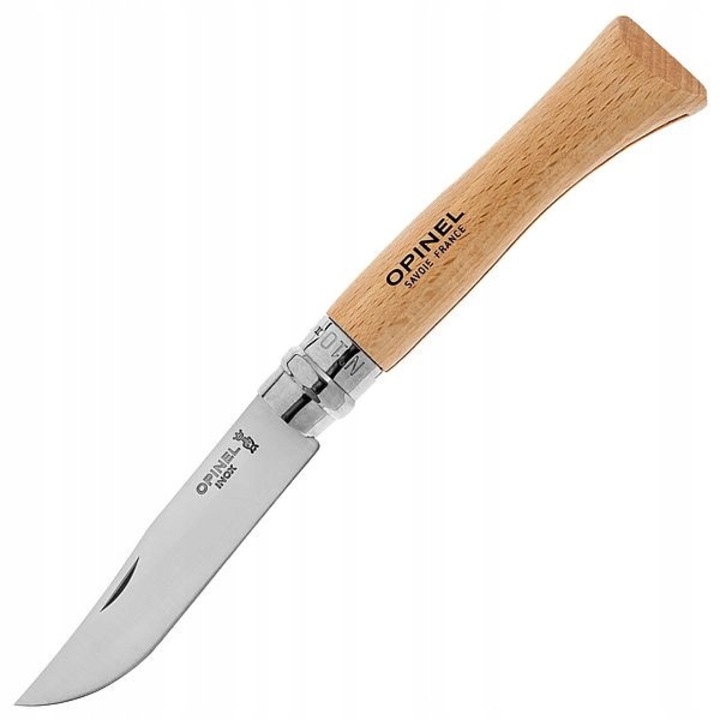 Cutit pliabil Opinel No.10 Inox, 10 cm, lemn natural, sistem de blocare Viroblock
