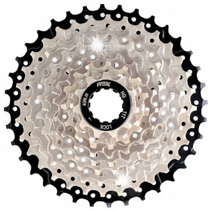 Caseta bicicleta Prox 9 viteze 11-36, argintie-neagra, 429g