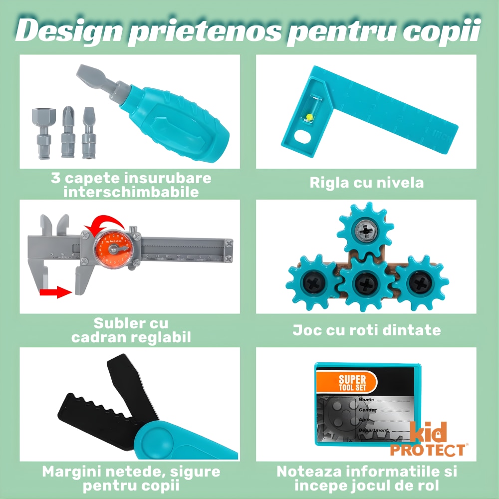 Trusa de Scule Copii Kidprotect® Meister Kid, Autofiletanta