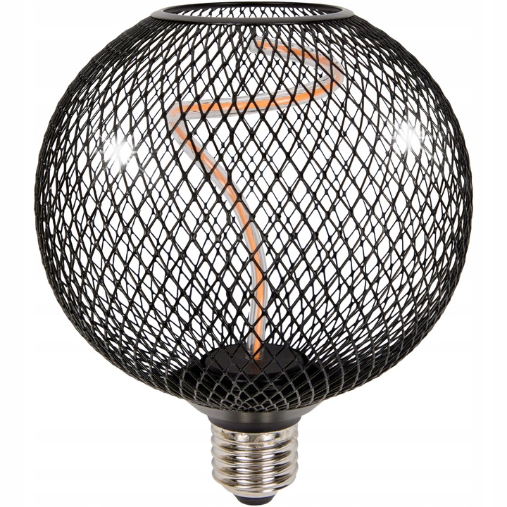 Декоративна LED крушка, метална, черна, E27, 4W, 1800K, 140 лумена
