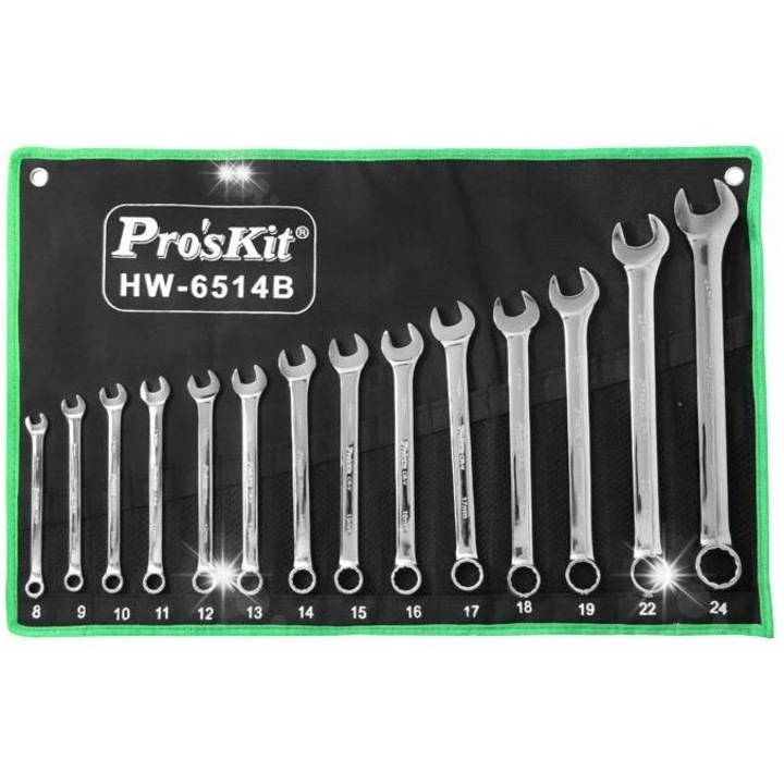 Proskit 14 részes kombináltkulcs készlet, 8-24 mm, tokkal