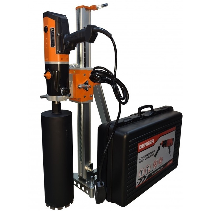 Sistem complet: Masina de carotat DMP-162P si stativ DSP-162, putere 2200W, diametru maxim de carotare 200mm, greutate 7.5kg