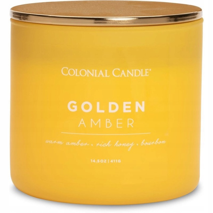 Candle sojowa Colonial Candle Golden Amber, 3 knoty, 411g, galben