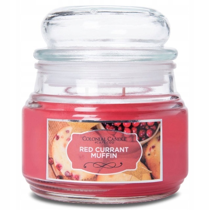 Lumanare parfumata soioasa Colonial Candle Red Currant Muffin 255g, doua fitile, culoare multicolora