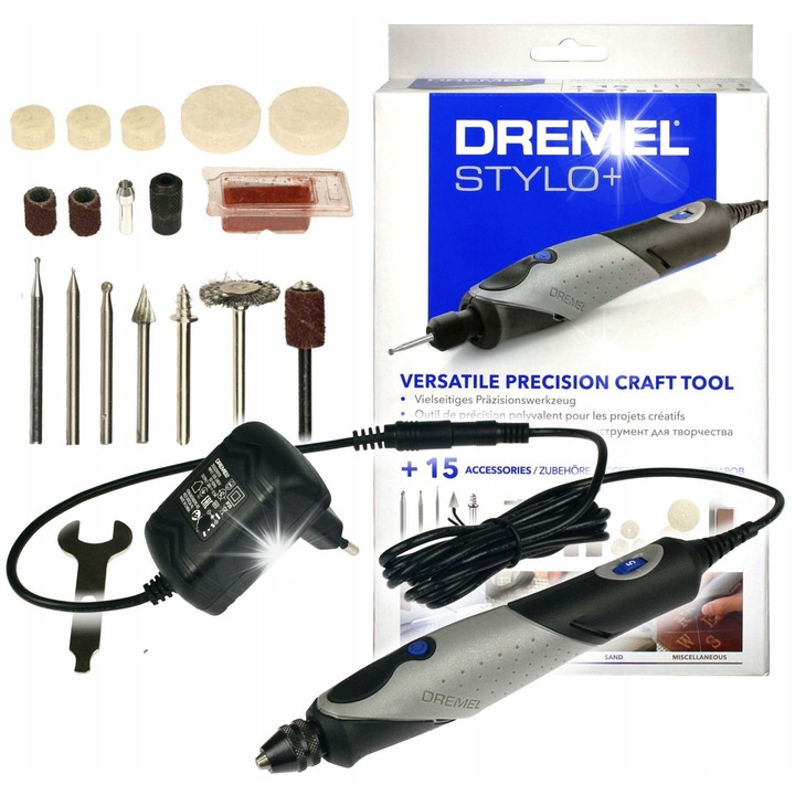 Unelte multifunctionale Dremel STYLO+ cu 15 accesorii, 9W, 220V, 160x30x23mm, 0,11kg