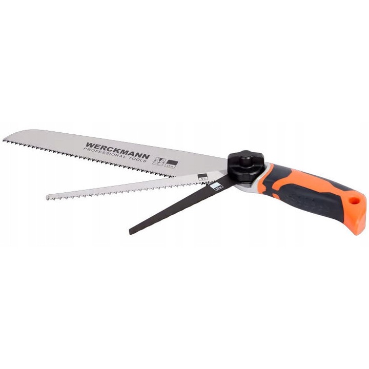 Set multifunctional ferastraie Werckmann 3 in 1, 3 lame interschimbabile, portocalie, compact