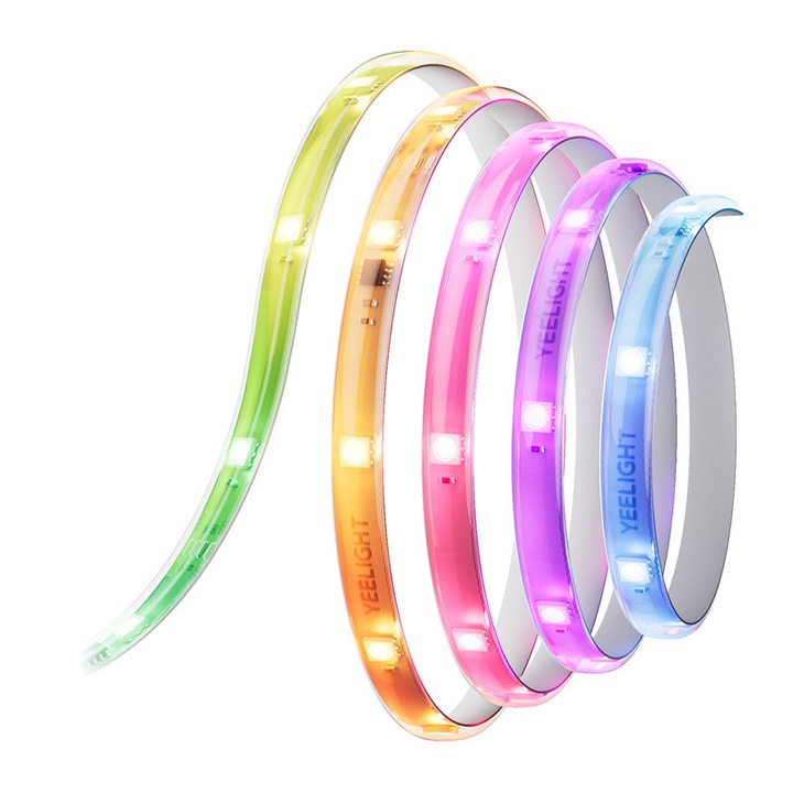 Banda LED YEELIGHT D1, Lungime 10m, 24W, 240 becuri LED, Iluminare RGBIC, Compatibila cu Apple Home, Google Home, Amazon Alexa si Samsung SmartThings, Wi-Fi, Alb