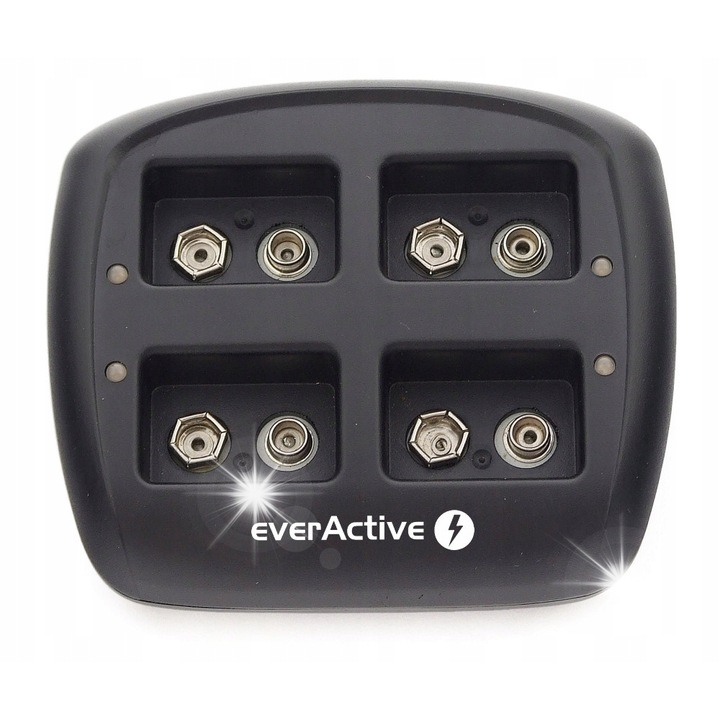 Incarcator profesional everActive NC-109 pentru acumulatori 9V Ni-MH, 4 canale, 12V, set complet