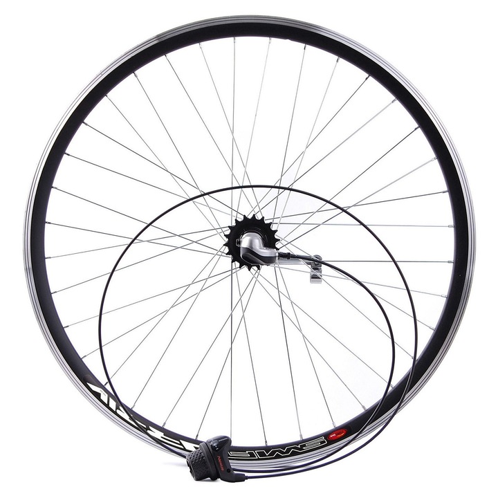Roata completa pentru bicicleta, Stars Circle, 26", 3 viteze Shimano Nexus, aluminiu, negru