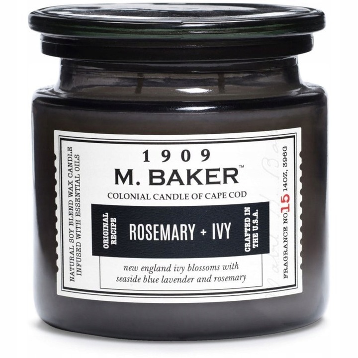 Candle sojowa Colonial Candle Rosemary & Ivy 396g, 2 fitile, culoare gri, 14 oz