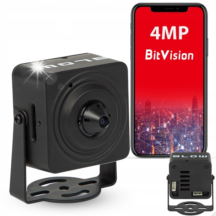 IP WiFi камера за наблюдение BLOW 4MP миниатюрна, детекция на движение, слот за SD карта, 36x36x27mm