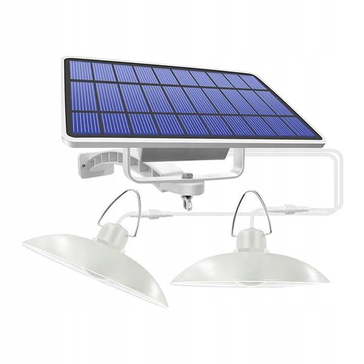 Lampa solara LED Forever Light FLS-80, 2 corpuri, 4500K, 520lm, alb, 3m cablu