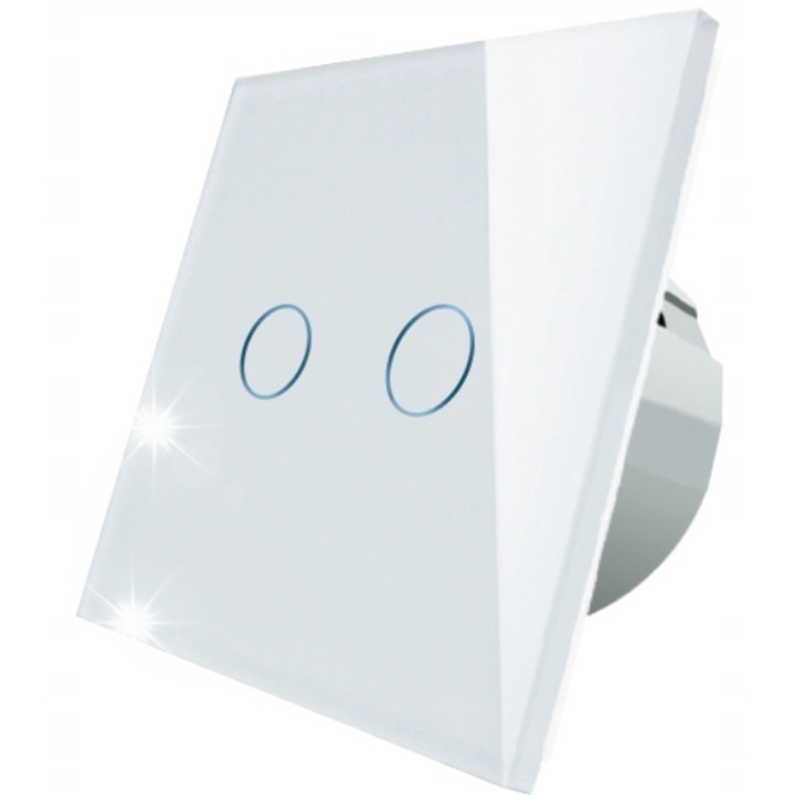 Kettős fénykapcsoló, Spectrum SMART, fehér, 2x1000W, 86x86x36mm, szett