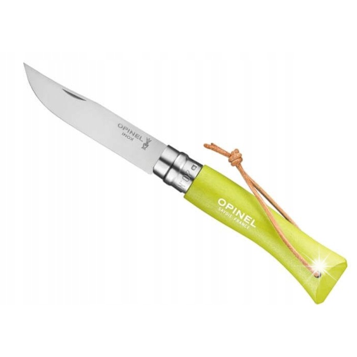 Cutit Opinel Natural 07, inox Sandvik 12C27, 180mm, culoare Anise, cu randunica