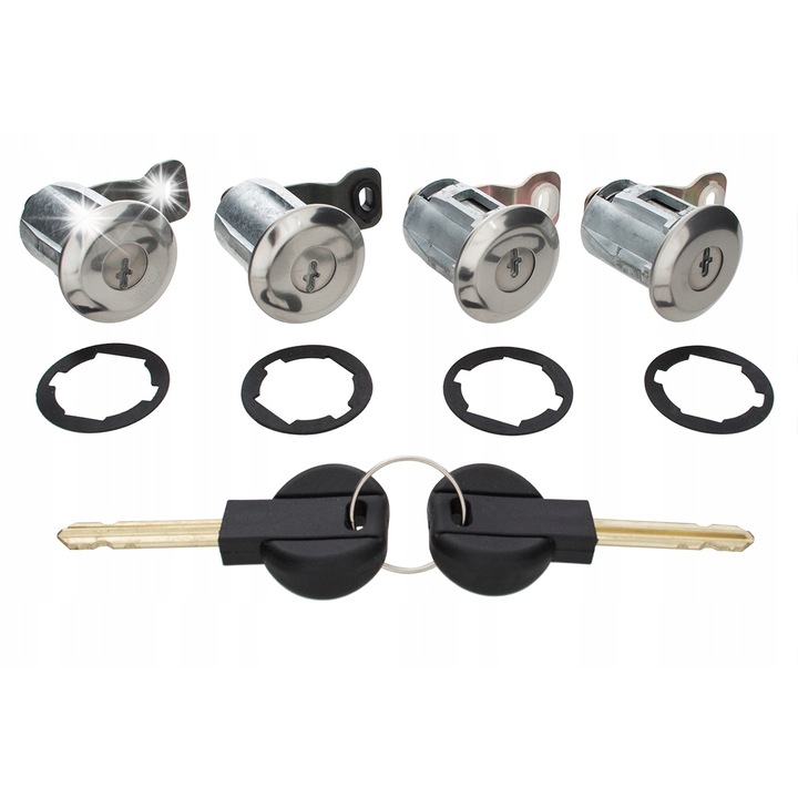 4 db ajtózár készlet Citroen Berlingo, Xsara, Xsara Picasso, Peugeot Partner modellekhez, kulcsokkal, minőségi utángyártott alkatrész.