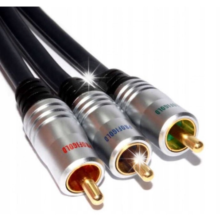 Profigold PGV335 komponens videó kábelek, 3xRCA, 5m, rézmag, aranyozott csatlakozók