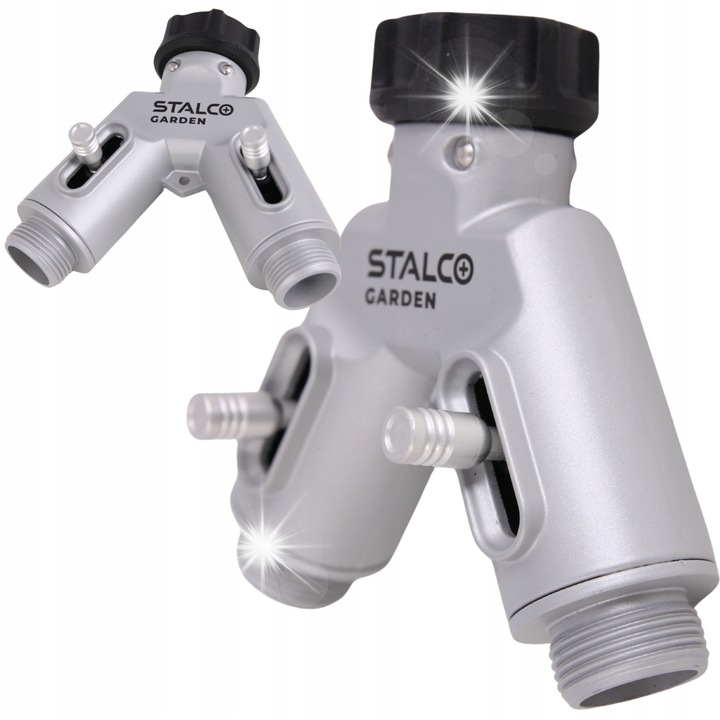 Stalco XTR dupla elosztó, 2 szelep, alumínium, ABS, TPR, öntözőrendszerhez