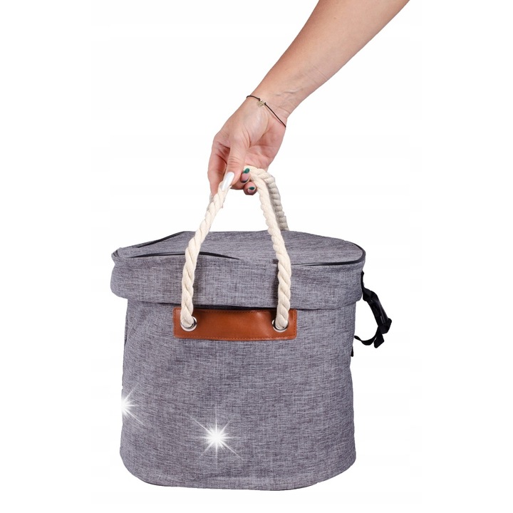 Кош за съхранение на играчки с подвижна подложка, Wobell, 6L, сив, 30x32см
