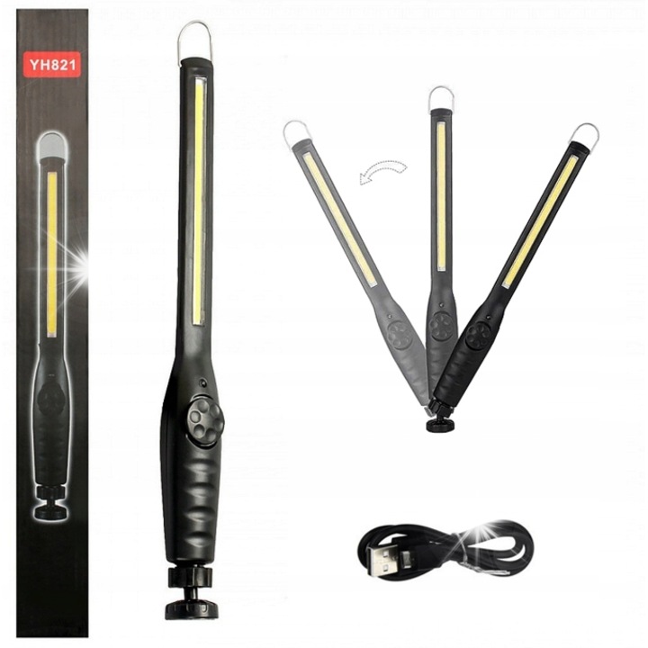 Lampa de lucru LED Blashorn BL-730, 800 лумена, акумулатор 2600mAh, с магнит, въртяща се на 360°