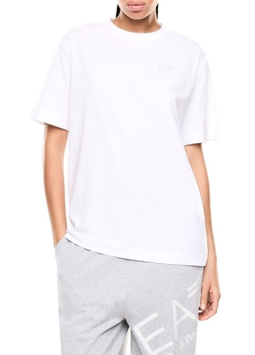 Női póló EA7 TRAIN LOGO SERIES W MAXI LOGO OVERSIZE TEE, Pamut, Fehér, S INTL