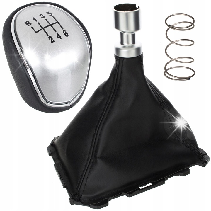 Garnitur schimbator de viteze pentru Ford Focus MK3, 2011-2014, negru, elemente argintii