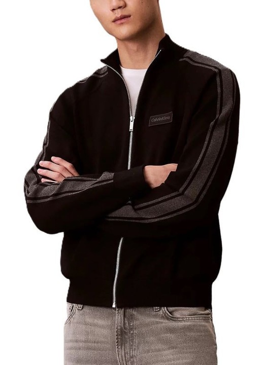 Мъжка блуза с цип Calvin Klein LS TECH KNIT TRACK JACKET FZ SWT, вискоза, черен, L INTL