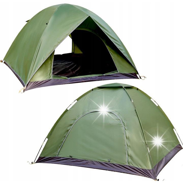 Cort camping 4 persoane Jack Mors, material 210T poliester, impermeabilitate 5000mm, dimensiuni 200x200x135cm, greutate 2,75kg