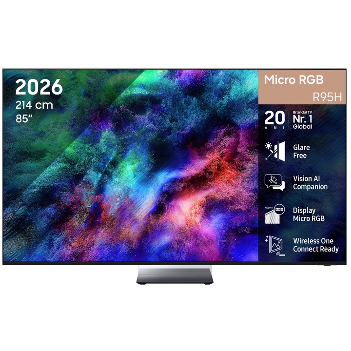 Телевизор SAMSUNG Micro RGB 85R95H, 85" (214см), Smart, 4K Ultra HD, 165 Hz, Клас E (Модел 2026)
